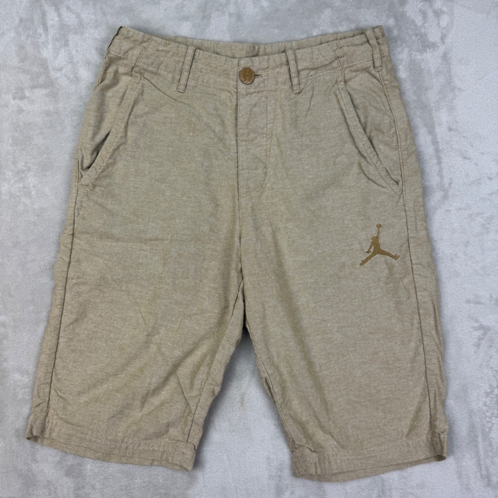 Nike Air Jordan Mens Shorts Size 28 Tan Flamingo Print Pockets Gold Jumpman Y2K